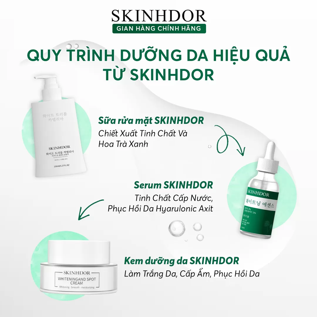 Sữa rửa mặt sạch da chiết xuất white truffle và lá trà xanh SKINHDOR